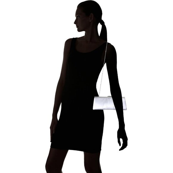 ❤️Blaire Women's Satin Frame Clutch Bag Purse with Shoulder Chain Included - Picture 6 of 6